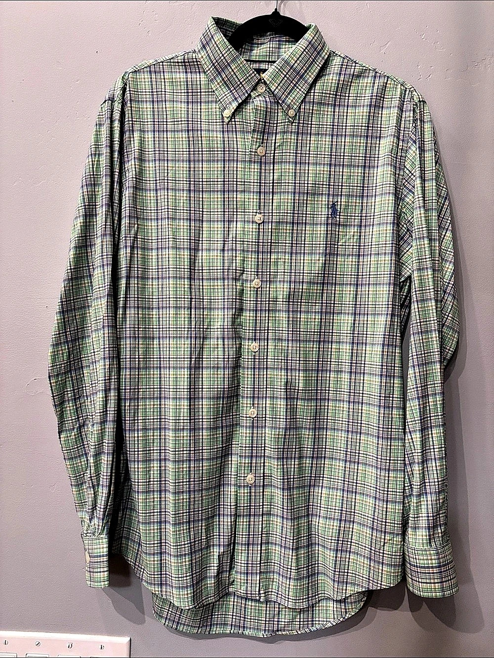 Ralph Lauren Performance Men’s M Green Plaid Stretch Button Down